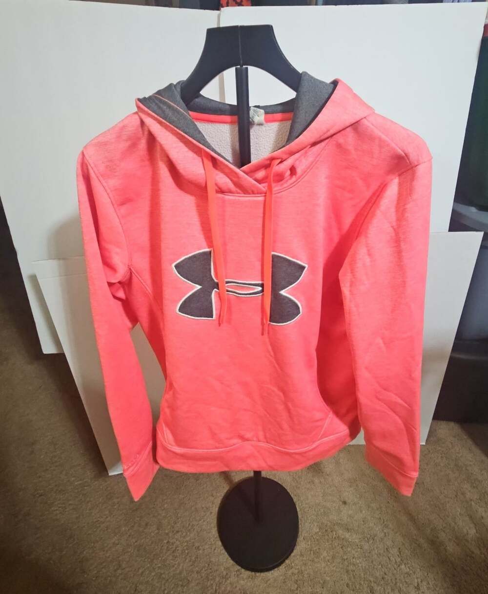 Under Armour ColdGear Hoodie Size MD/M Pink Gray Big Logo